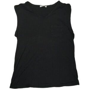 T‎ Alexander Wang Top Slub Boyfriend Tank Top Chest Pocket Black Medium Women's
